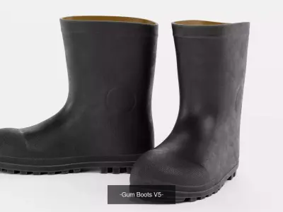 Rubber Gum Boots Collection - 4 Pairs of Rain Boots 3D Model Pack