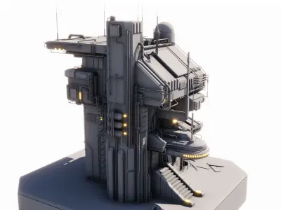Sci-fi Command center building 3D model