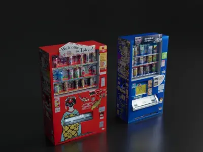 JAPANESE URBAN PROPS PACK Low-poly 3D model