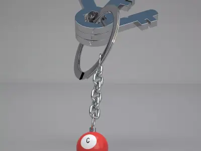 C Snooker Ball with Keychain 3D model
