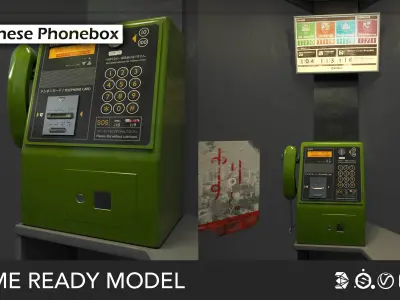 Japanese phonebox Low-poly 3D model