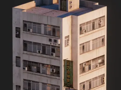 LOW POLY - ASIAN TOWER BLOCK 8K TEXTURES Low-poly 3D model
