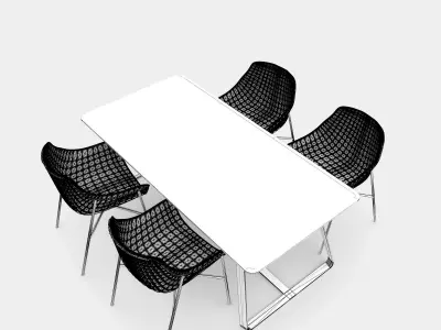 Dining set with table and chair  3D model