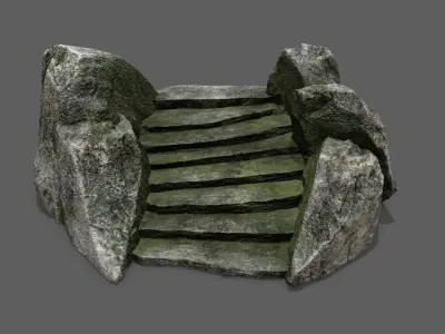 Stairs set of made out of rocks Low-poly 3D model purchase