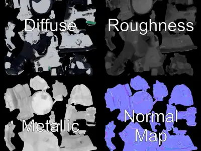 Futuristic Robotic Glove Model Pack Low-poly 3D model