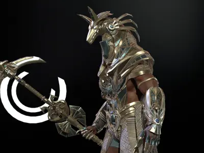 Anubis Egyptian God Low-poly 3D model