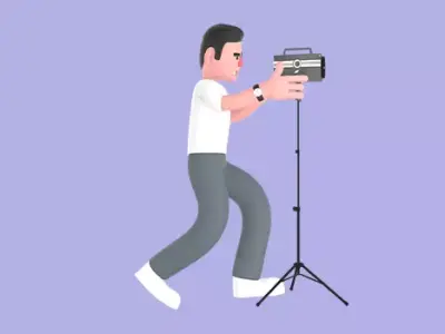 Stylized 3D Male Photographer Adjusting Lighting - Cartoon 3D model