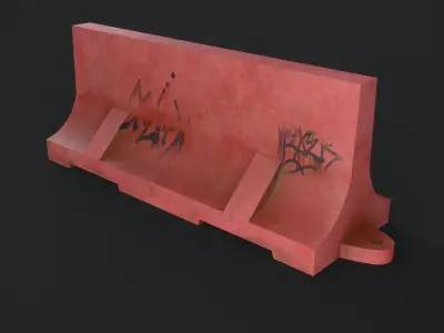 Roadblocks concrete barriers Free low-poly 3D model