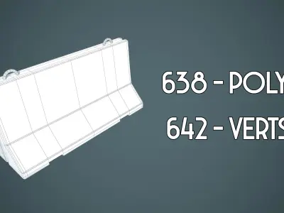 CONCRETE BARRIER REALISTIC STYLIZED Low-poly 3D model