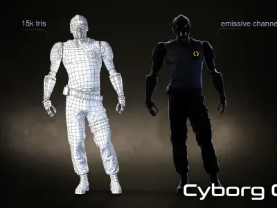 Cyborg 01 Low-poly 3D model