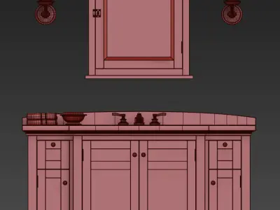 RH CARTWRIGHT SINGLE EXTRA-WIDE VANITY 3D model