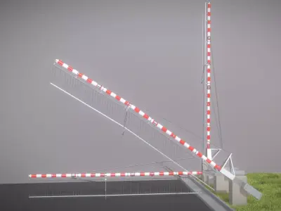 Railroad Barrier 7m Protective Grid High-Poly 3D model