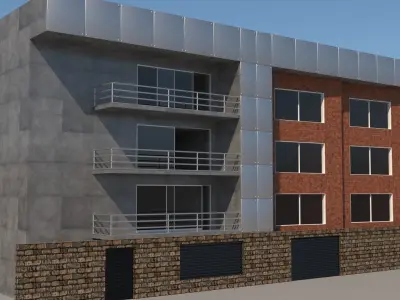 Three-storey apartment building 3D model