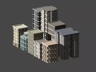 Incredible Pack Realistics Buildings Low-poly 3D model