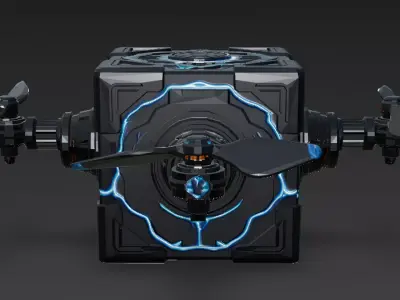 Black Sci Fi Cube Drone Low-poly 3D model