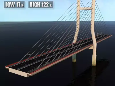 Double Suspended Road Bridge 3D model