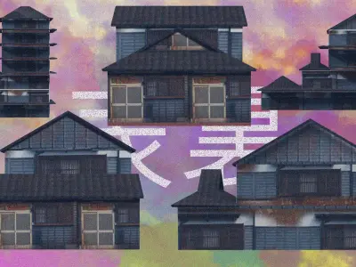 5 Traditional Japanease House Pack Low-poly 3D model