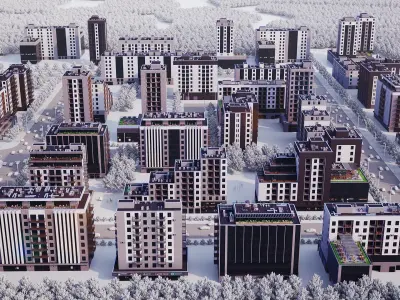 Low poly building pack Low-poly 3D model