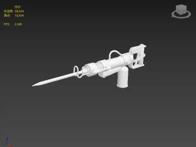 Next generation pneumatic top hammer Low-poly 3D model