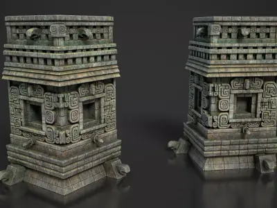 Mayan Temple Wall Modulars 03 250726 Low-poly 3D model