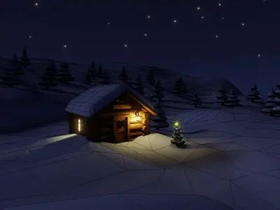 Christmas Snow House Low-poly 3D model