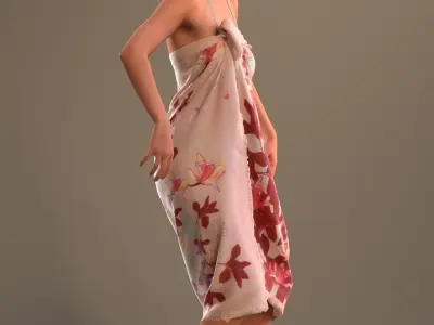 Rigged lady in vacation or beach clothing Low-poly 3D model