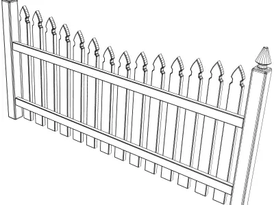 Gothic Spaced Picket Fence 3D model