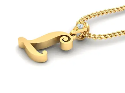 Light Gold Fancy Font Pendant L 3D print model