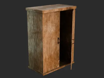Old Wooden Wardrobe - Stylized Game Prop Low-poly 3D model