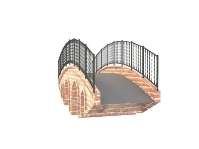 Bridge brick with iron railings 3D model