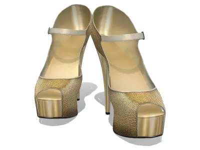 Gold Heels V2 Low-poly 3D model