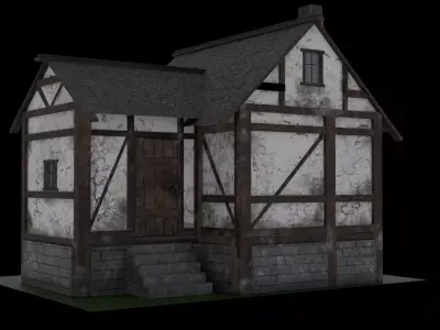 Medieval House Free low-poly 3D model 10