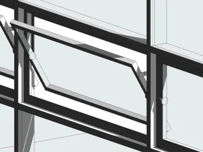 Curtain Wall Panel Pivot Window Revit Family 3D model