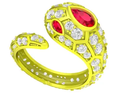 Luxury Snake Ruby and Diamond Ring for Women 6926 3D print model