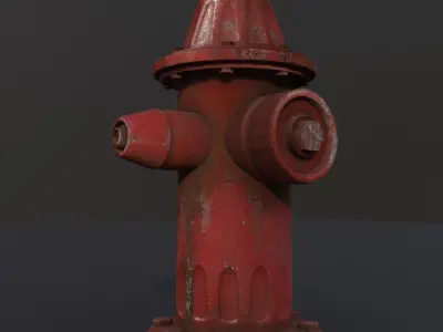 Red rusty hydrant Low-poly 3D model