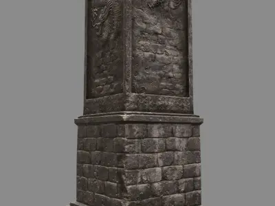 pillar 5 four pillars Low-poly 3D model