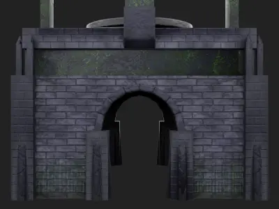Crypt tower with light shining Low-poly 3D model