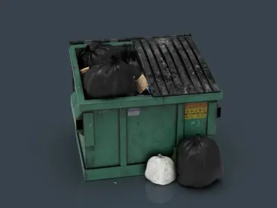 Garbage Dumpster Low-poly 3D model