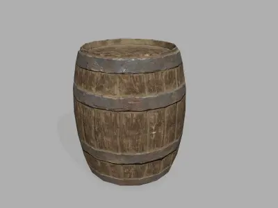 Wooden Barrel Low-poly 3D model