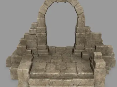 gate 3 stone archway Low-poly 3D model