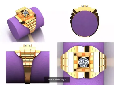 Mens Diamond Rings latest light weight  3D Model Pack