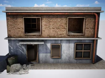 Old Old Building House for Game Low-poly 3D model