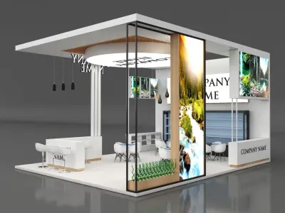 Booth Exhibition Stand Stall 7x9m Height 500 cm 3 Side Open 3D model