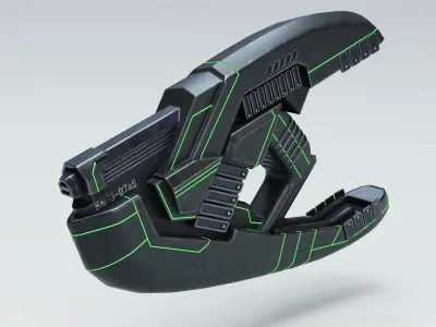 Sci-fi gun Alien Low-poly 3D model