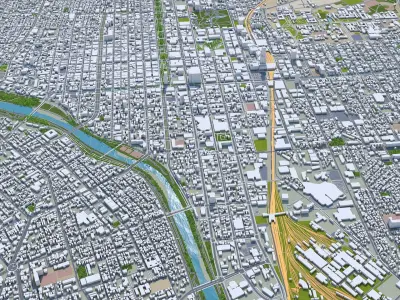 Sapporo Downtown Hokkaido Japan Low-poly 3D model