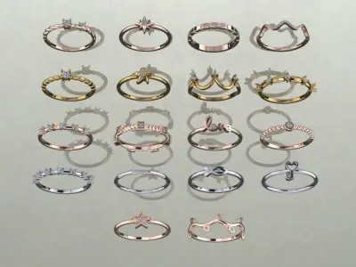 Light Gold Rings 3D print model