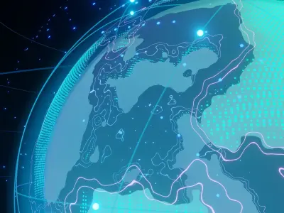 Hologram of the planet on the table procedural material 3D model