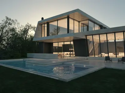 Exterior House Scene 3 - Marble House 3D model