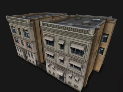 Two Downtown Buildings Low-poly 3D model