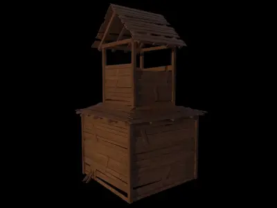 3d model of wooden temple in low poly Low-poly 3D model